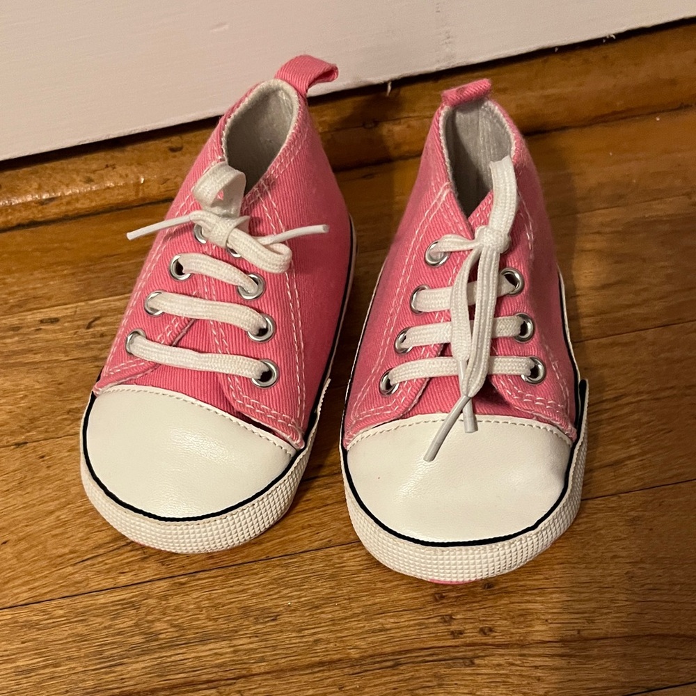 Size 3 Pink and White Baby Sneakers Chucks